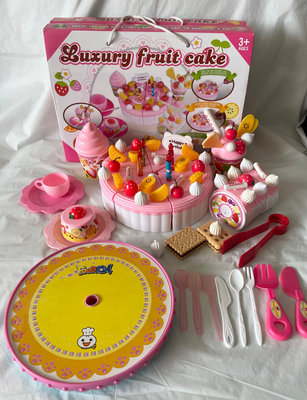 luxury fruit cake兒童切切樂 水果 瑞士捲 餅干 生日蛋糕 家家酒 玩具