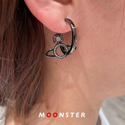 Vivienne西木土星鑽鑲嵌歐美時尚圓形戒指多戴可拆卸耳環 可開發票
