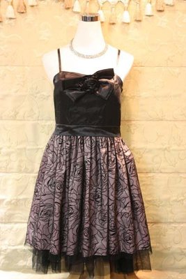 【性感貝貝2館】日系品牌 黑粉色玫瑰植絨蕾絲洋裝小禮服, ef-de Indivi Sonia iiMK Kuosh風