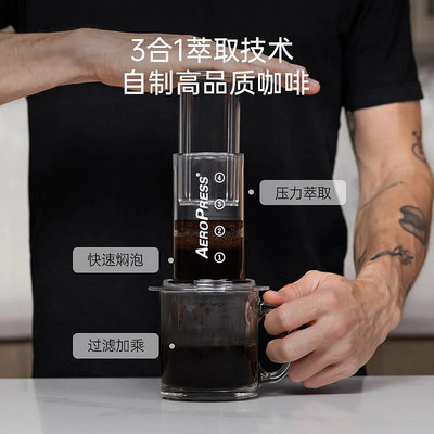 咖啡機Aeropress愛樂壓Clear透明版手沖咖啡壺便攜式咖啡機戶外露營旅行