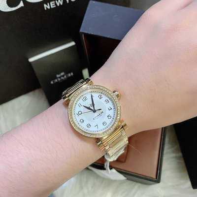 COACH Madison 白色錶盤 金色不鏽鋼錶帶 石英 女士手錶 14502397