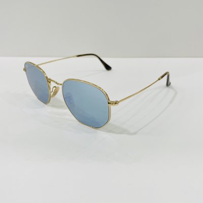 【名家眼鏡】雷朋時尚多邊型金色框白水銀鏡片太陽眼鏡RB3548-N 001/30【台南成大店】