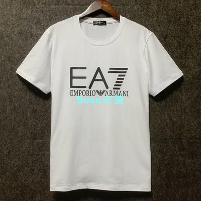 夏季男款短袖T恤歐美大印花EA字母logo英文數字歐洲飛鷹時尚上衣