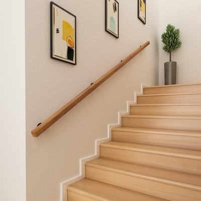 歐式扶手簡約輕奢實木現代別墅室內防滑幼兒樓梯閣樓靠墻個性扶手~特價