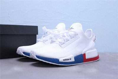 Adidas NMD_R1 V2 Boost 針織 白藍紅 休閒運動慢跑鞋 男女鞋 情侶鞋 FX4148【ADIDAS x NIKE】