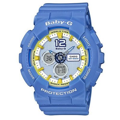 BABY-G 繽紛城市女孩休閒運動錶(BA-120-2B)-藍/43.4mm
