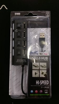 USB 2.0孔分享器 / 4Port USB 2.0 Hub 集線器 / 獨立開關 / 藍光燈號 / 只剩黑色