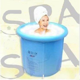 韓版[水美顏]折疊浴缸/折疊浴桶 泡澡桶/沐浴桶 藍色75*75cm