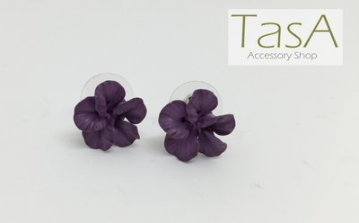 TasA Accessory shop-泰國設計師手作品-森林系扶桑花朵耳環(紫羅蘭色)
