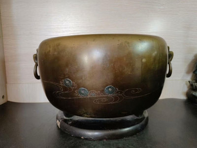 【二手】日本銅火缽 銅器 擺件 舊貨 【古物流香】-304