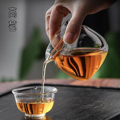 日式玻璃迷你公道杯小容量茶具配件小圓滿公杯透明無把分茶器茶杯