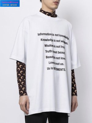 『Fashion❤House』VETEMENTS Slogan Logo Print T-shirt 標語 短袖T恤 短TEE