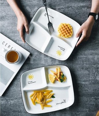 餐盤陶瓷餐具分格盤兒童分餐盤早餐盤子創意分隔餐盤家用