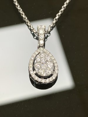 【永大精品】水滴造型 鑽石墜子 設計款 天然真鑽 白18K金材質 配鑽共重0.60ct