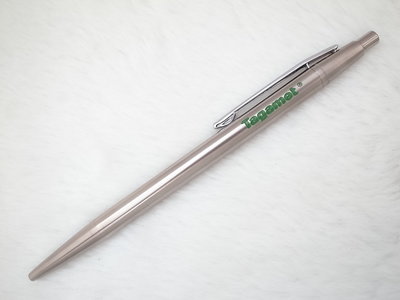 A821 美麗的全鋼 萬寶龍 德國製 1922 貴族天頂按壓式 高級原子筆(9.5成新有企業刻字)