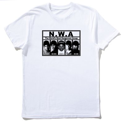 N.W.A 短袖T恤 白色 NWA Ice Cube, Dr. Dre, Eazy E, Yella, Ren 亞版
