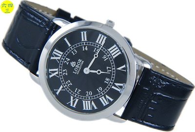@(六四三精品)@LOBOR(真品)手錶.薄型斯文外型..不銹鋼錶殼及錶扣!黑!