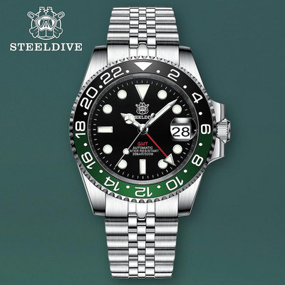 新鋼【STEELDIVE官方】SD1993 GMT手錶 陶瓷表圈NH34機械機芯瑞士夜光300米防水24小時顯示機械腕錶