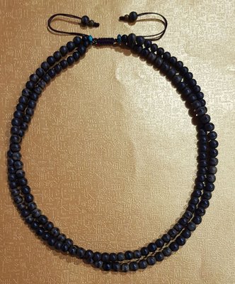 越南沉香木項鍊珠子掛件 6mm雙條共串一股半沉水級 白底黑油脂為第一級特香