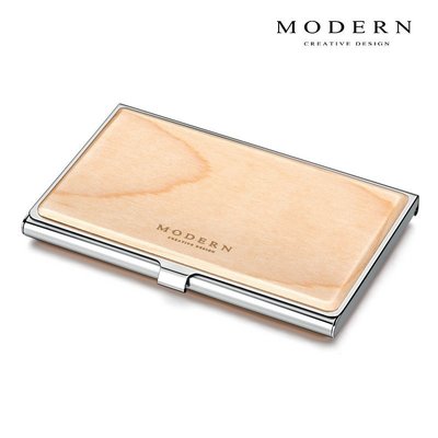 現貨熱銷-德國MODERN不銹鋼名片夾 商務時尚木制名片盒 創意高檔超薄大容量