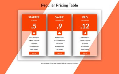 Peculiar Pricing Table 響應式網頁模板、HTML5+CSS3、網頁設計  #06117