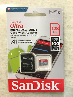 【128G / Ultra A1】SanDisk MicroSD記憶卡 傳輸速度高達100MB/s 含轉卡