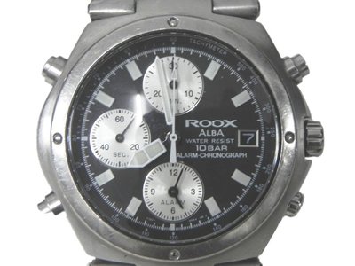 三眼錶 [ROOX-270439] ALBA 黑色三眼表 鬧鈴錶 軍錶 賽車錶