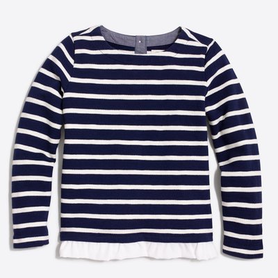 j.crew- crewcuts 小女孩小花邊下擺條紋上衣