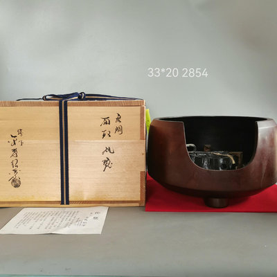 日本 茶道具 金森紹榮作老斑銅面取風爐