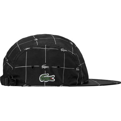 全新正品Supreme x LACOSTE Reflective Grid Nylon Camp Cap 尼龍帽黑