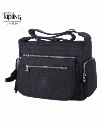 現貨 Kipling 猴子包 K19941 黑藍 多夾層拉鍊款輕量斜背包肩背包 大容量 旅遊 防水 限時優惠
