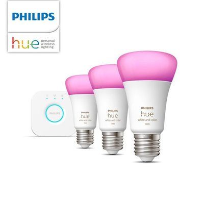 飛利浦 Philips Hue 全彩情境 9.5W 燈泡入門套件組 (含橋接器)1600萬色 藍牙(PH02N) E27