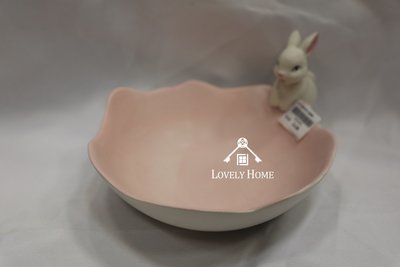 （台中 可愛小舖）歐式簡約風格－可愛兔子粉紅色造型不規則圓型盤下午茶甜點店咖啡店自家餐廳民宿店面裝潢擺飾