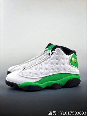 Air Jordan 13 “Lucky Green” 白黑綠 皮革 運動 高幫 籃球鞋 男鞋 DB6537-113