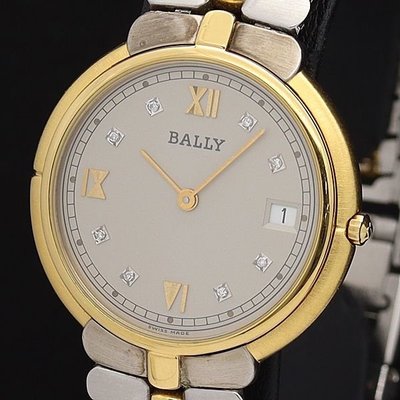 【精品廉售/手錶】瑞士潮牌Bally  鑲鑽石英女腕錶/雙色精鋼錶帶/典雅*#:72.02*防水*美品*瑞士精品