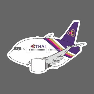 泰國航空 THAI 波音 Boeing B777 Q版 民航機 飛機造型 防水貼紙 筆電 行李箱 安全帽貼 尺寸90mm
