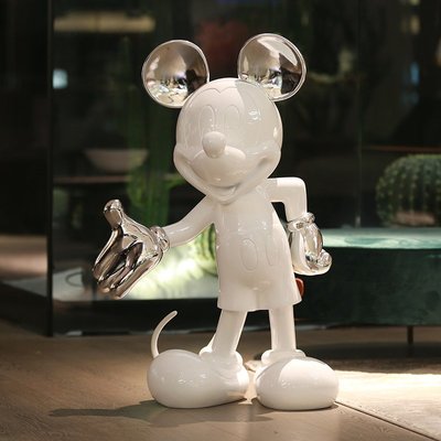 熱銷 潮牌迪士尼米奇卡通網紅玩偶大公仔家居電鍍米老鼠雕塑裝飾大擺件青梅精品