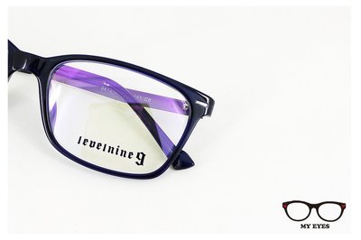 【My Eyes 瞳言瞳語】Levelnine 9 黑色/藍色方圓型光學眼鏡 TR90材質 簡約金屬鏡腳(LV8812)