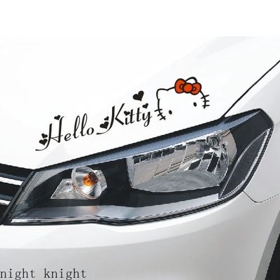 hello kitty燈眉貼車燈貼汽車貼紙卡通個性貼KT車貼-概念汽車