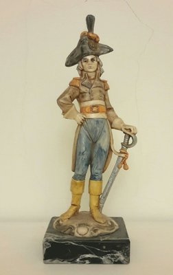 【波賽頓-歐洲古董拍賣】歐洲/西洋古董 意大利早期 19世紀 人形雕塑 火槍手(意大利製造)