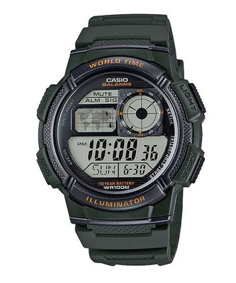 【CASIO 專賣】簡單時尚 AE-1000W-3A 電子錶 LED照明 防水100米 碼錶 AE-1000W