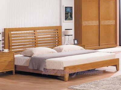 【N D Furniture】台南在地家具-日式風味檜木半實木柚木色床片式6尺床架/床台WB