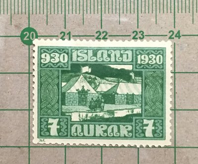 【郵卡庫2】【事件/建築】冰島1930年SC154，7伊利冰島議會1000週年，原膠背貼新票 SP6248