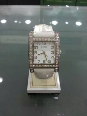 [永達利鐘錶] GUESS 方形銀殼鑽框簡約白面皮帶錶 GWW0129L1 總公司12個月保固 30mm