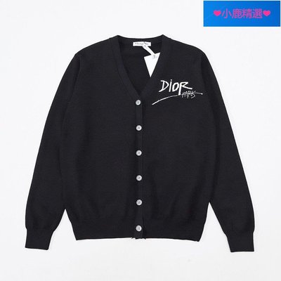 ❤小鹿優選❤全新現貨 Dior21fw聯名新款黑色標識Logo刺繡羊毛毛衣開衫