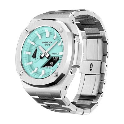 森尼3C-用於卡西歐 ga2100 2110金屬錶殼+金屬錶帶的Mod套件帶手鍊錶帶316L不銹鋼改裝-品質保證