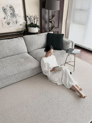東方錦羊毛地毯客廳臥室代簡約米白色臥室滿鋪純色地毯