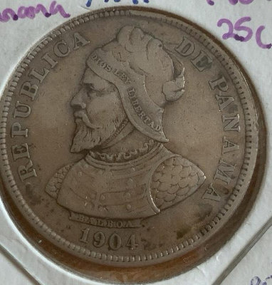 巴拿馬25分銀幣1904年【店主收藏】19675