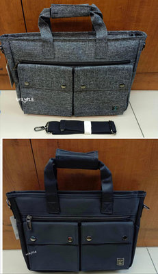 Lecaf雙口袋 手提包 斜背包 肩背包A4可裝2538 黑色大款