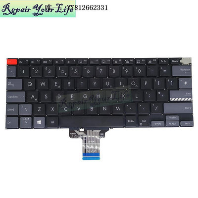 電腦零件適用于華碩 ASUS 無畏 pro 14 m3400 筆記本電腦鍵盤UK橙色ECS鍵筆電配件